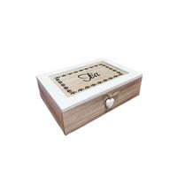 Oem - Caja De Té Mediana De Madera 6 Espacios Con Diseños Heart B