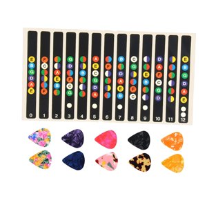 Bothyi - 2 Pegatinas Para Diapasón De Guitarra Con 10 Púas De Guitarra Para Niños Principiantes