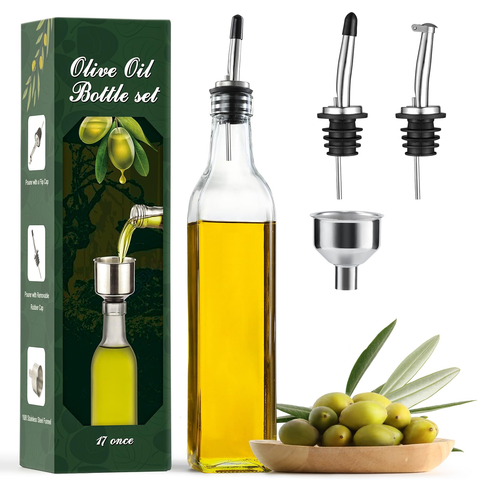 Botella Dispensadora De Aceite Aozita De Vidrio Transparente De 500 Ml Con Vertedor