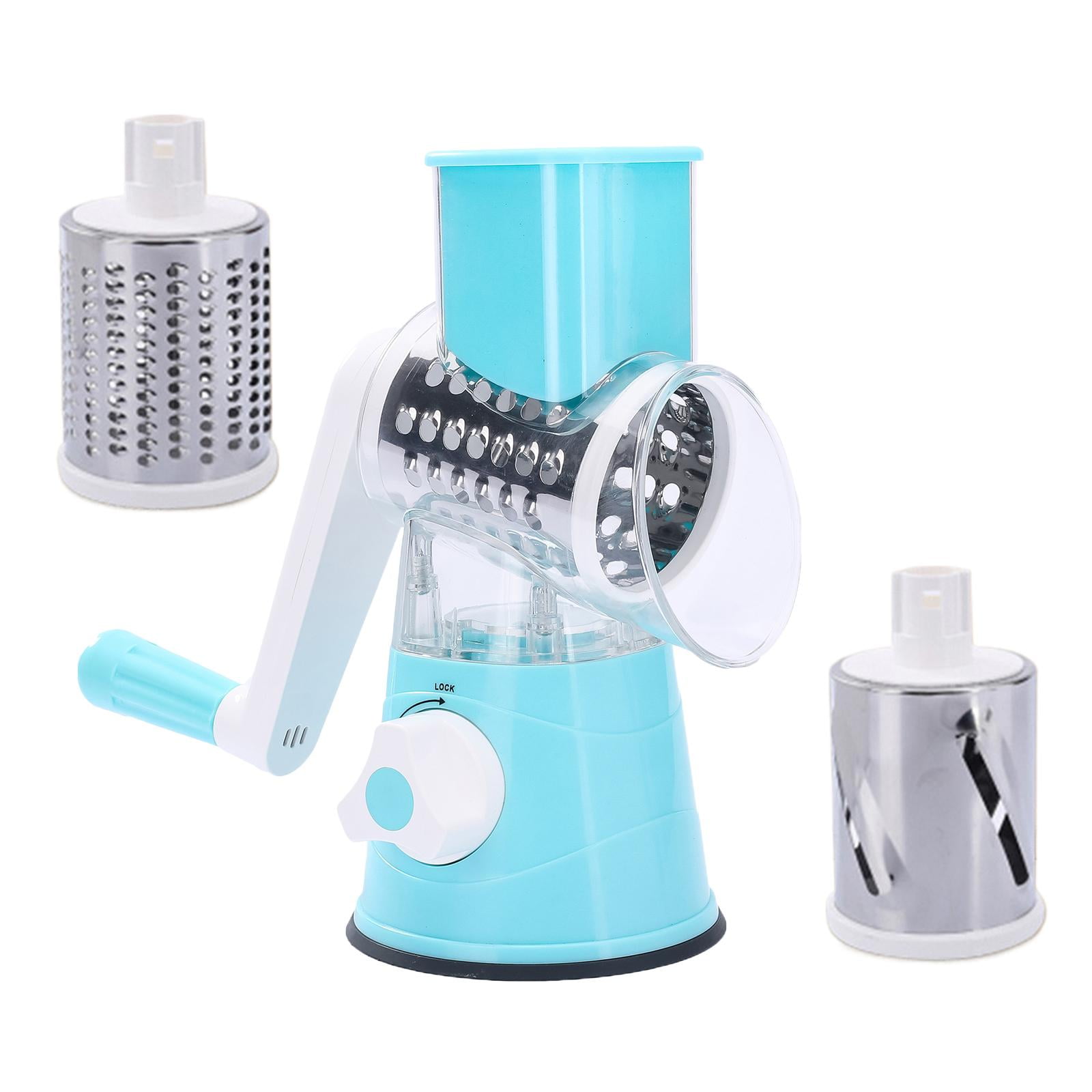Magideal - Rallador De Queso Rotatorio Manual Rebanador De Mandolina Fácil De Limpiar, Molinillo De Nueces Rebanador De Rallador Rotatorio, Rebanador De Verduras Azul