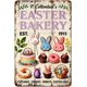 thumbnail image 1 of Letrero estaño metal conejo Pascua vintage conejo flor huevo primavera arte pared hogar granja cocina dormitorio 20x30cm, 1 of 6