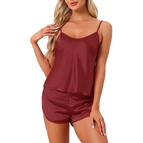Conjuntos de pijama para mujeres, shorts sexys, camisón de satén para un uso cómodo como ropa de dormir y de descanso durante todo el año M Rojo