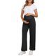 thumbnail image 2 of INSPIRE CHIC Pantalones de Trabajo de Maternidad Sobre el Vientre Pantalones de Embarazo - Alta Elasticidad, Pierna Ancha Suelta, Casual de Negocios L Negro, 2 of 6