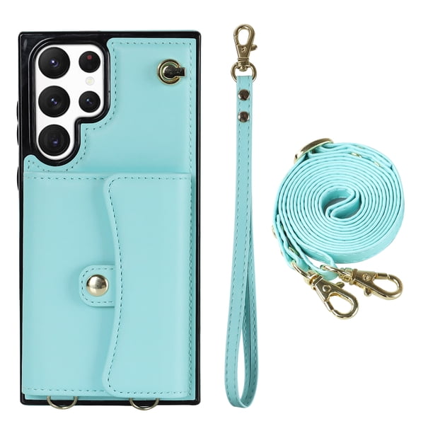 Crossbody PU Leather Phone Case For Samsung Galaxy S23 S22 Plus Note 20 Ultra Wallet Card Slots Magnetic Lanyard Cover