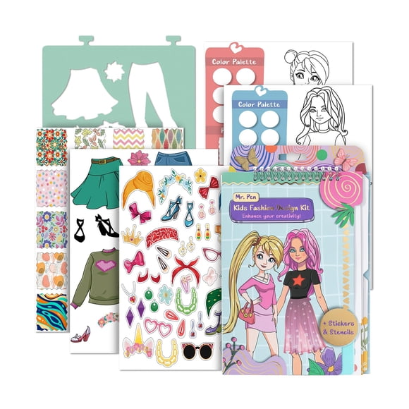 Kit de cuaderno de bocetos de moda Mr. Pen Fashion Design para niños