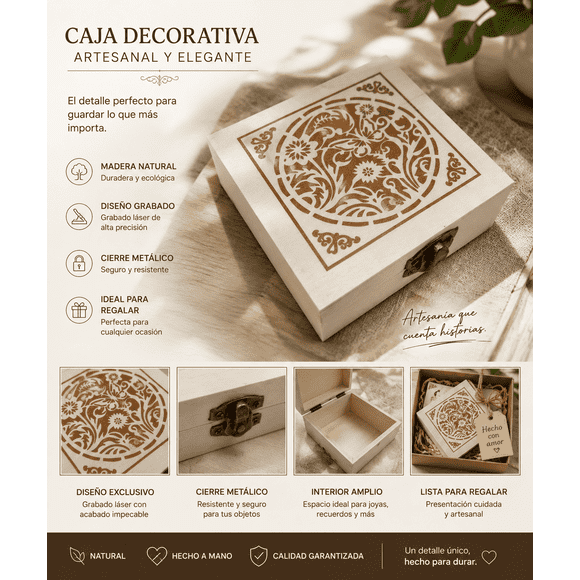 Mini Cofre Madera grabado hecho a mano / Mariposa