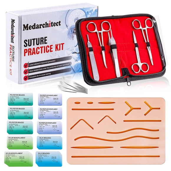 Kit De Suturas De 30 Piezas Con Almohadilla De Silicona Y 14 Heridas