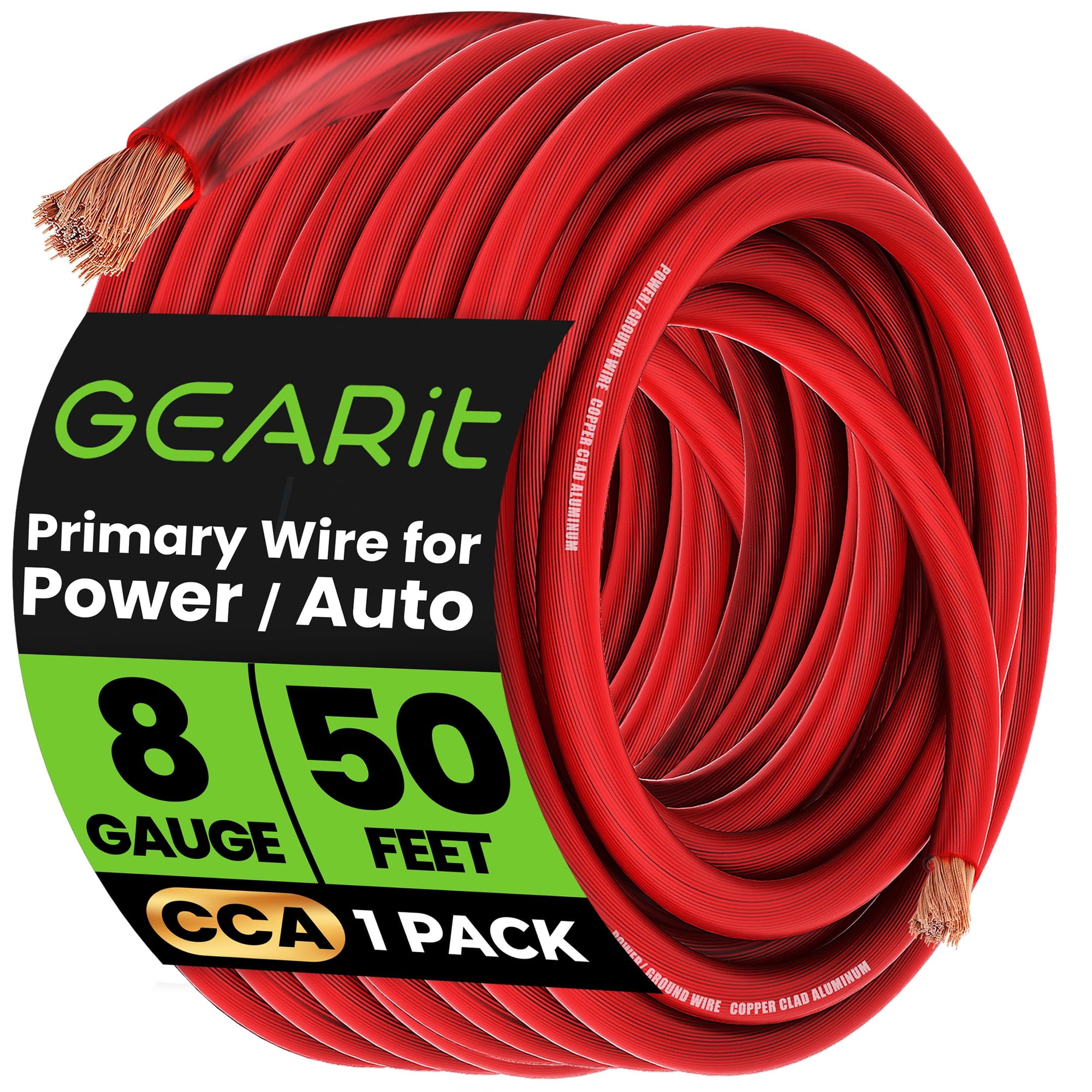 Gearit - Aluminio Revestido De Cobre Wire Calibre 8 (15 M Rojo Translúcido)