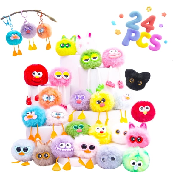 Llavero OmyFav Fluffy Kids, paquete de 24 unidades, para bolsas de regalos de cumpleaños