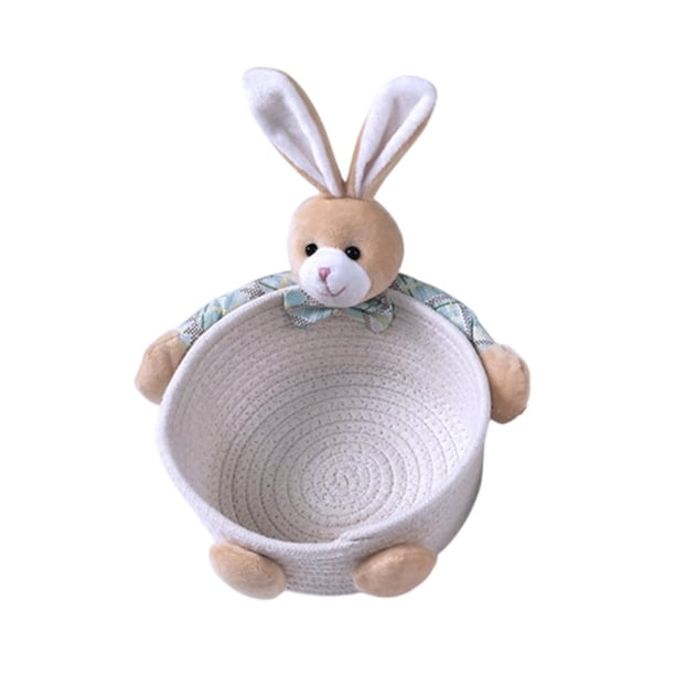 Cesta De Almacenamiento De Conejos De Pascua Decoración De La Organización De La Pequeña Canasta Tejida Para La Guardería 18CMX15.5CMX9CM