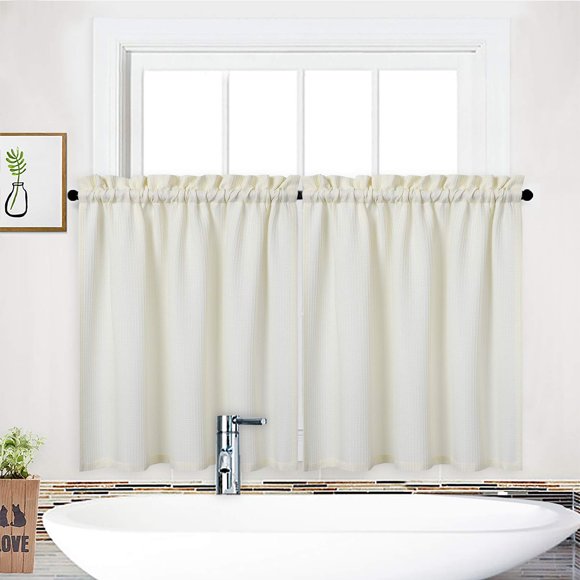 Cortina NANAN tipo capa tejido gofre impermeable 76 × 61 cm, juego de 2