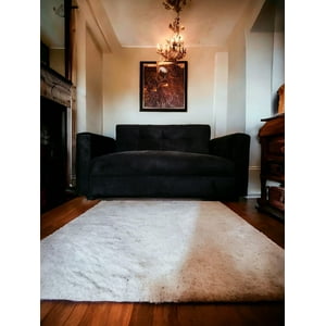 Dec-Hogar - Sofa 2 Cuerpos Felpa Negro Ruan