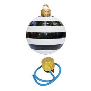 Bothyi - Bola Inflable De Navidad, Accesorios De 20 Pulgadas, Bola De Navidad Para Exteriores, Festival, Jardín, Rayas Blancas Y Negras
