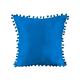 thumbnail image 1 of Pack de 2 Fundas de Cojines Terciopelo con Pompones 45x45 cm Celeste, 1 of 2