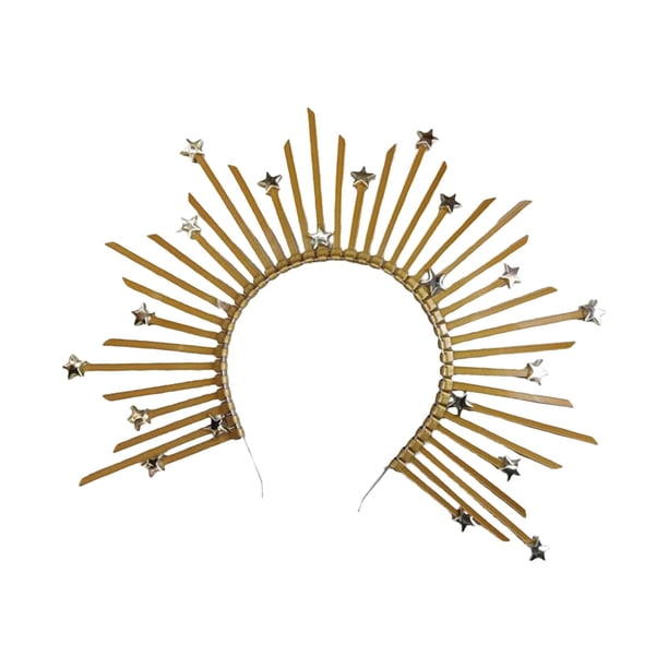 Accesorios de disfraz de diadema de para mujer Tiara Photo Prop Headwear Halo Crown Headpiece para boda, Halloween, sesión de fotos, aniversario Pentagrama
