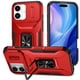 thumbnail image 1 of Funda Armada para iPhone 17 con Tapa Deslizante y Soporte Magnético Giratorio Rojo, 1 of 5