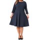 thumbnail image 1 of Agnes Orinda Trajes de Halloween para Mujeres Tallas Grandes Vestido de Oficina Escolar Universitaria Manga 3/4 Vestido de Cóctel Vintage de los Años 50s 60s Vestidos para Trabajar 4X Azul Marino, 1 of 6