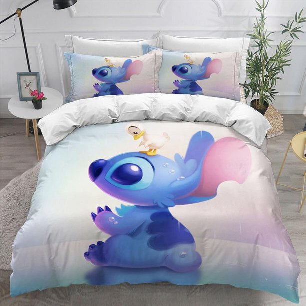 Lilo & Stitch Quilt Duvet Cover Set Kids Pillowcase Bedspread Super 3-Piece Bedding Set