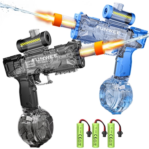 Pistola de agua Funwee, 2 unidades, eléctrica automática, 400 ml, alcance de 6 m