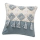 thumbnail image 3 of Throw Pillow Cover Tufted Tassel Skin Friendly Home Decor White Blue Square, 3 of 5