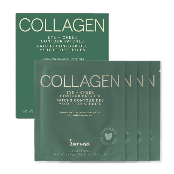 Mascarilla para ojos y mejillas Karuna 4‑pack con colágeno + péptidos