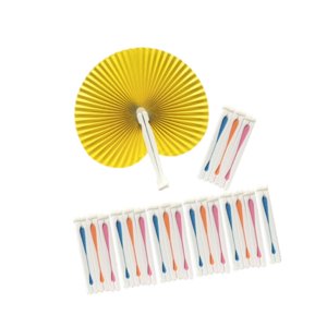 Magideal - 20 Abanicos Plegables De Acordeón, Ligeros, Portátiles, Plegables, Con Forma De Corazón, Para Rellenar Bolsas De Invitados, Para Hacer Manualidades Y Mango Blanco