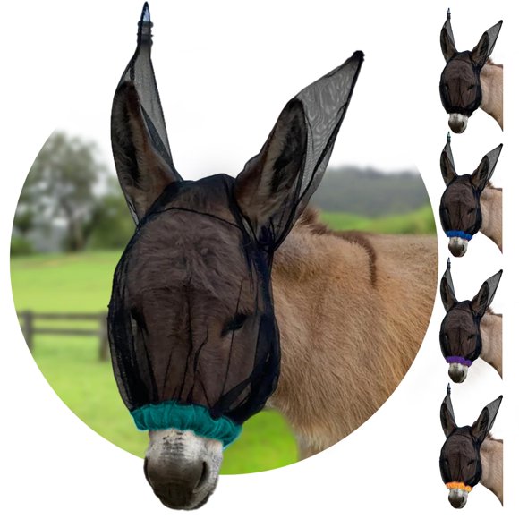 Máscara Antimoscas Para Burro Pequeña Con Orejas Largas De Malla