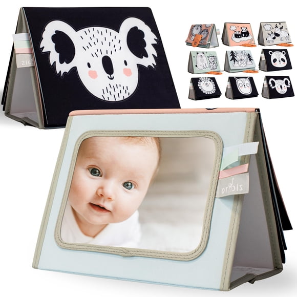 Libro Tummy Time ZICOTO con espejo, arrugado y mordedor, de 0 a 6 meses