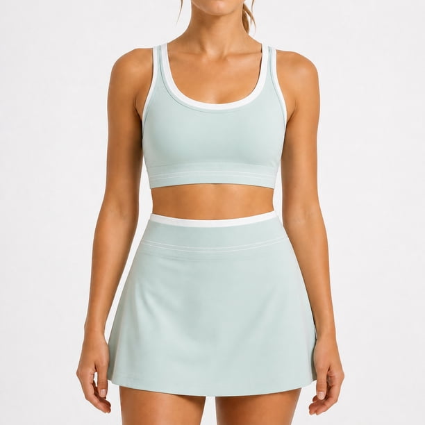 Conjunto Deportivo Flada Short + Peto Deportivo Spandex Elástico Tallas S-M-L Verde