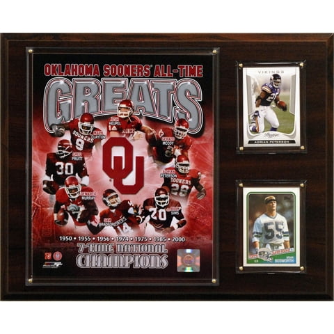 C&I Collectables - Placa Fotográfica De La Ncaa Football Oklahoma Sooners Tide All-Time Greats