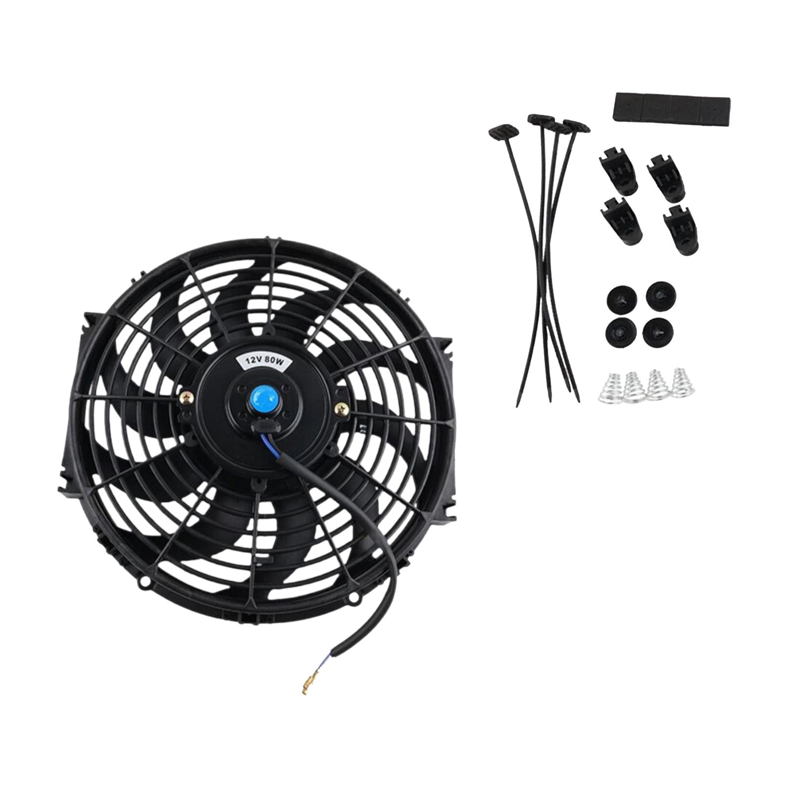 Ioensy - Ventilador De Radiador De Refrigeración, Pieza De Hoja Curva, Accesorios Universales, Ventilador De Rendimiento De 9 Pulgadas, 12v80w