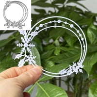 Tingzven - Troqueles De Corte De Metal Con Forma De Copo De Nieve Navideño Con Forma De Marco Circular