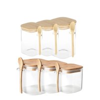 Genérico - Set 6 Frascos Hermeticos Tarros Gourmet Con Tapa De Bambu