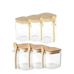 Genérico - Set 6 Frascos Hermeticos Tarros Gourmet Con Tapa De Bambu