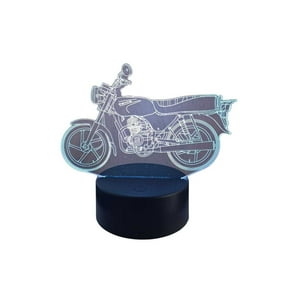 Lelumania - Lampara Ilusion 3D Moto Clásica De 7 Colores, Base Touch