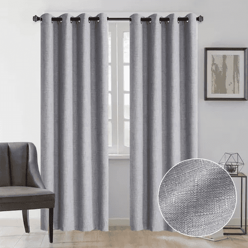 Genérico - Cortina Blackout 100% 2 Paños 138x226 Cm Textura Lino Gris Oscuro