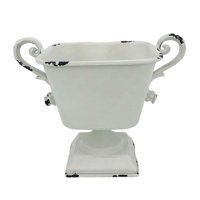 Bothyi - Cubo De Flores De Hierro Rústico, Maceta, Decoración De Mesa, Centros De Mesa, Blanco