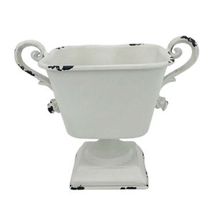 Bothyi - Cubo De Flores De Hierro Rústico, Maceta, Decoración De Mesa, Centros De Mesa, Blanco