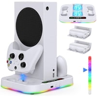 Soporte Aaronmei Con Ventilador De Enfriamiento Y Tira De Luz Rgb Para Xbox Series S Con Estación De Carga Y 2 Baterías Recargables 1400Mah