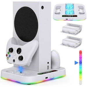 Soporte Aaronmei Con Ventilador De Enfriamiento Y Tira De Luz Rgb Para Xbox Series S Con Estación De Carga Y 2 Baterías Recargables 1400Mah