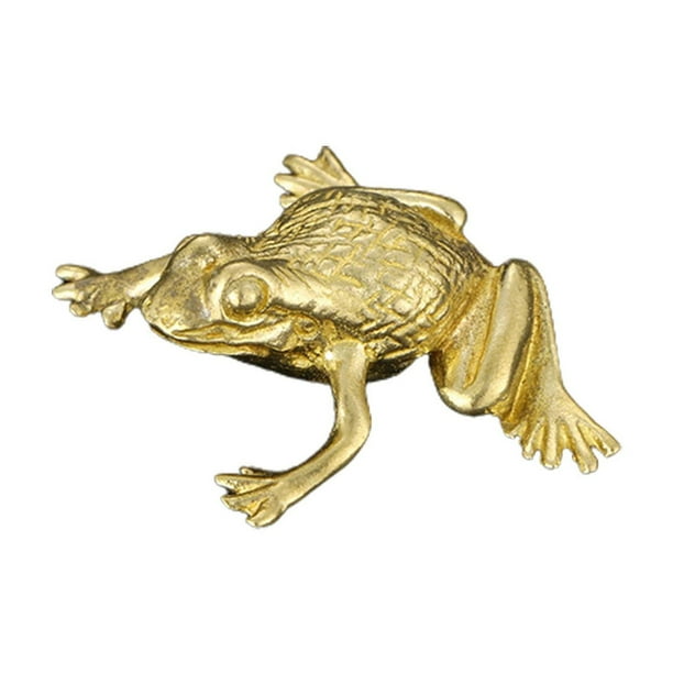 Adorno de té para mascotas, figura en miniatura de rana de latón, escultura de Animal, estatua de rana china para gabinete de entrada de estantería de 27 cm x 14 cm