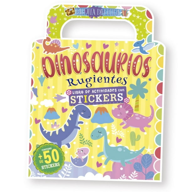Libro Valijita Divertida - Dinosaurios Rugientes / 32 Páginas De 20 X 26,5 Cm Troqueladas, Contiene 4 Páginas De Stickers Troquelados. Tapa De Cartulina Troquelada, Rústica.