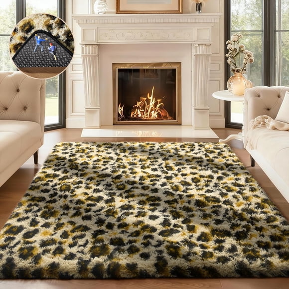 Alfombra Ophanie Leopardo 122x152 cm de felpa esponjosa