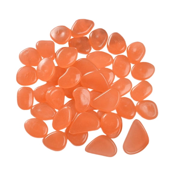 50 Uds Piedras Luminosas Guijarros Decoración Decorativa Brillan En La Oscuridad Rocas Naranja Claro