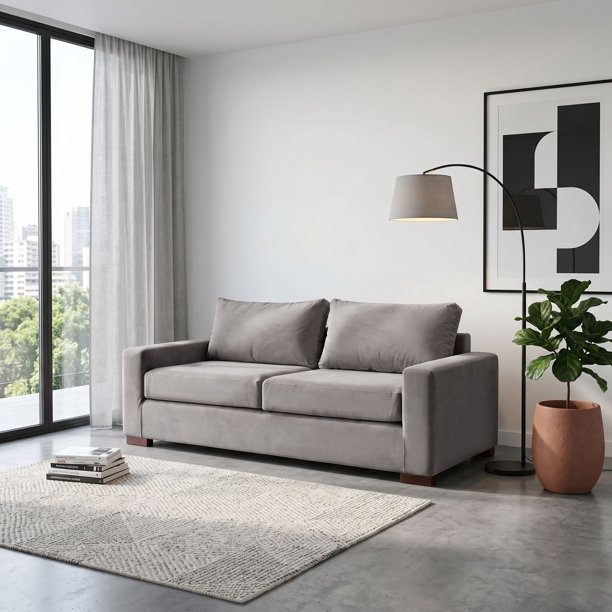 Sofa Livorno 3 C Resortes Pocket Tela Velvet Gris