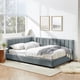 thumbnail image 2 of Full Size Upholstered Tufted Bed Frame, Sofa Bed Frame with Comfortable Backrest and Armrests, Full Size Bed for Bedroom, Living Room,Velvet-Gray(81''*60''*29.5''), 2 of 3