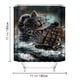 thumbnail image 4 of 1pc Fun Cat Siren Sailboat Shower Curtain with Waterproof Fabric and 12 Hooks - Adds Style and Functionality to Your Bathroom Decor, 4 of 4
