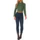 thumbnail image 2 of INSPIRE CHIC Chaqueta Recortada de Mujer de Imitación de Gamuza Doble Botonadura Cuello Alto Cremallera Manga Larga Abrigo L Verde, 2 of 6
