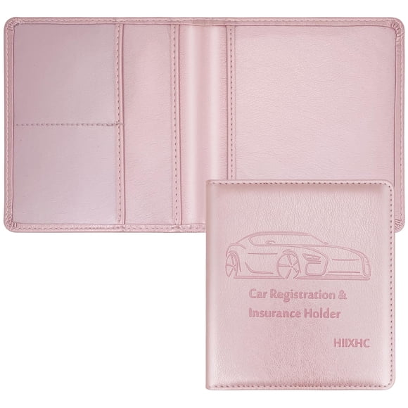 Funda de piel sintética HIIXHC para matrícula y seguro de automóvil