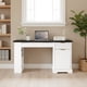 thumbnail image 2 of 55" Modern Fluted Office Desk with Storage Cabinet & Drawers, Computer Writing Desk with Power Outlet, Pegboard, Built-in Shelves and Keyboard Tray for Study, Living Room, Home Office, White, 2 of 3